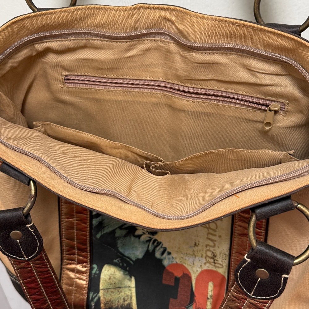 Elvis Canvas Tote Bag - Brown and Gold - Picture 3 of 6